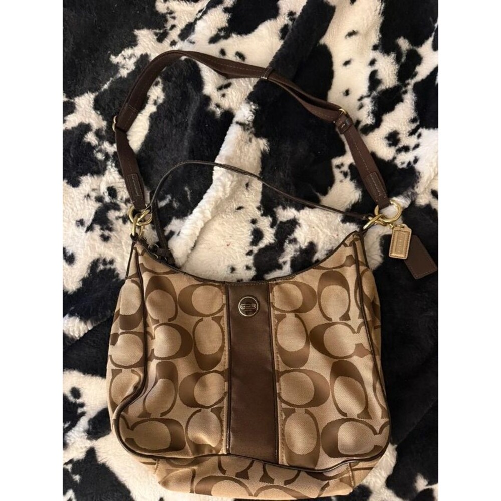 Vintage Coach Signature Stripe Hobo